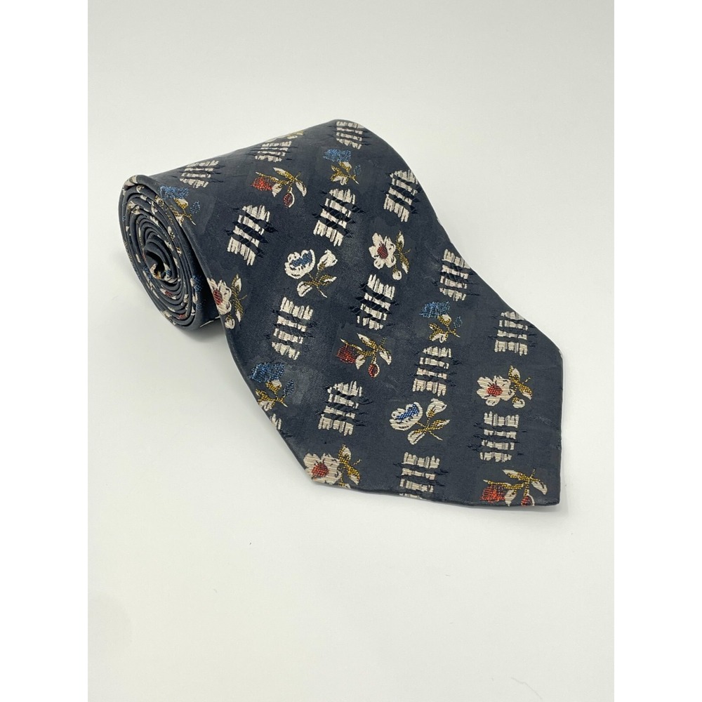 Hugo Boss Tie Black Floral 100% Silk Men's Necktie Italy